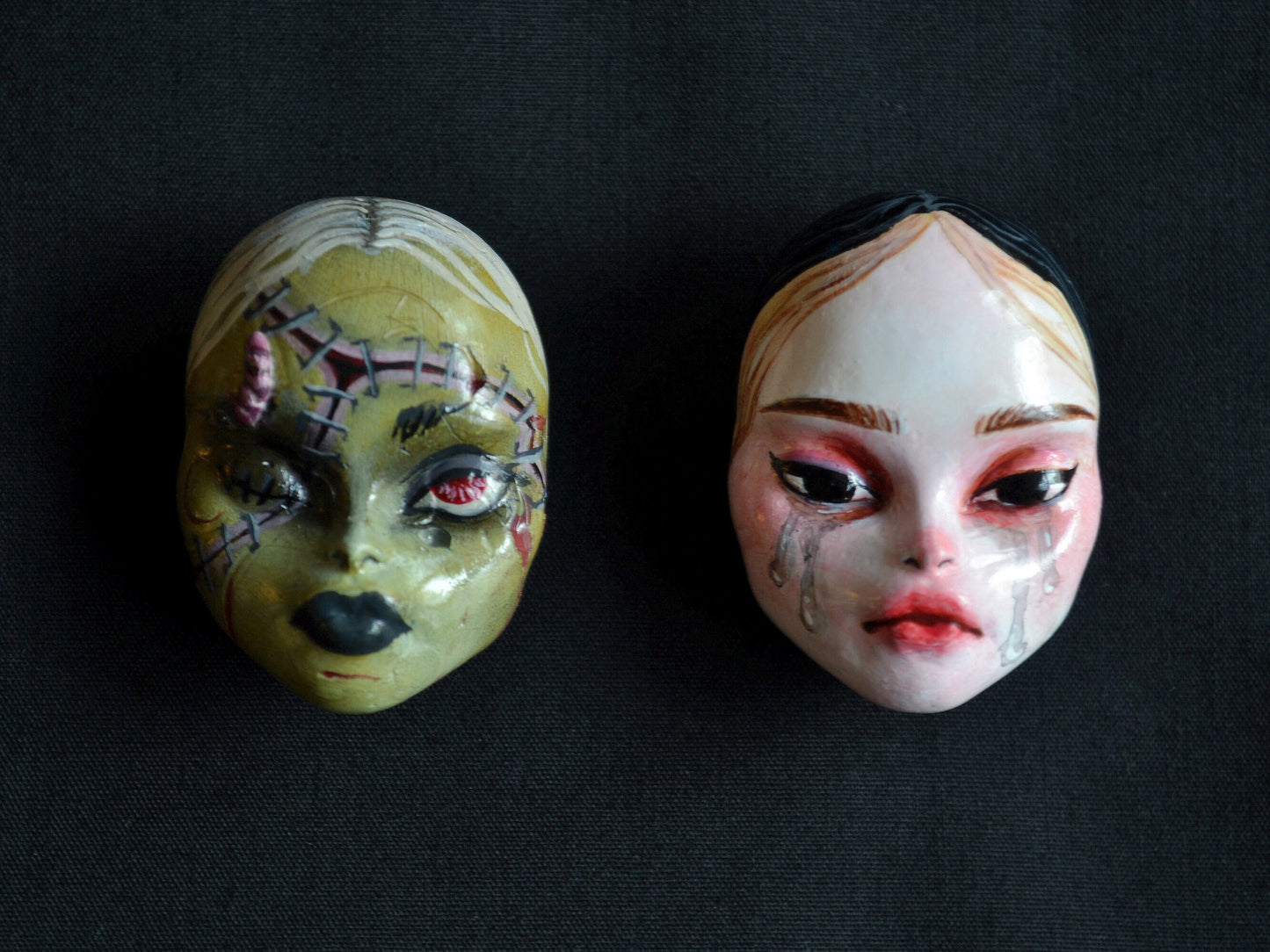 Decay brooch | Handmade pin featuring frankenstein zombie horror inspired character (MADE TO ORDER)