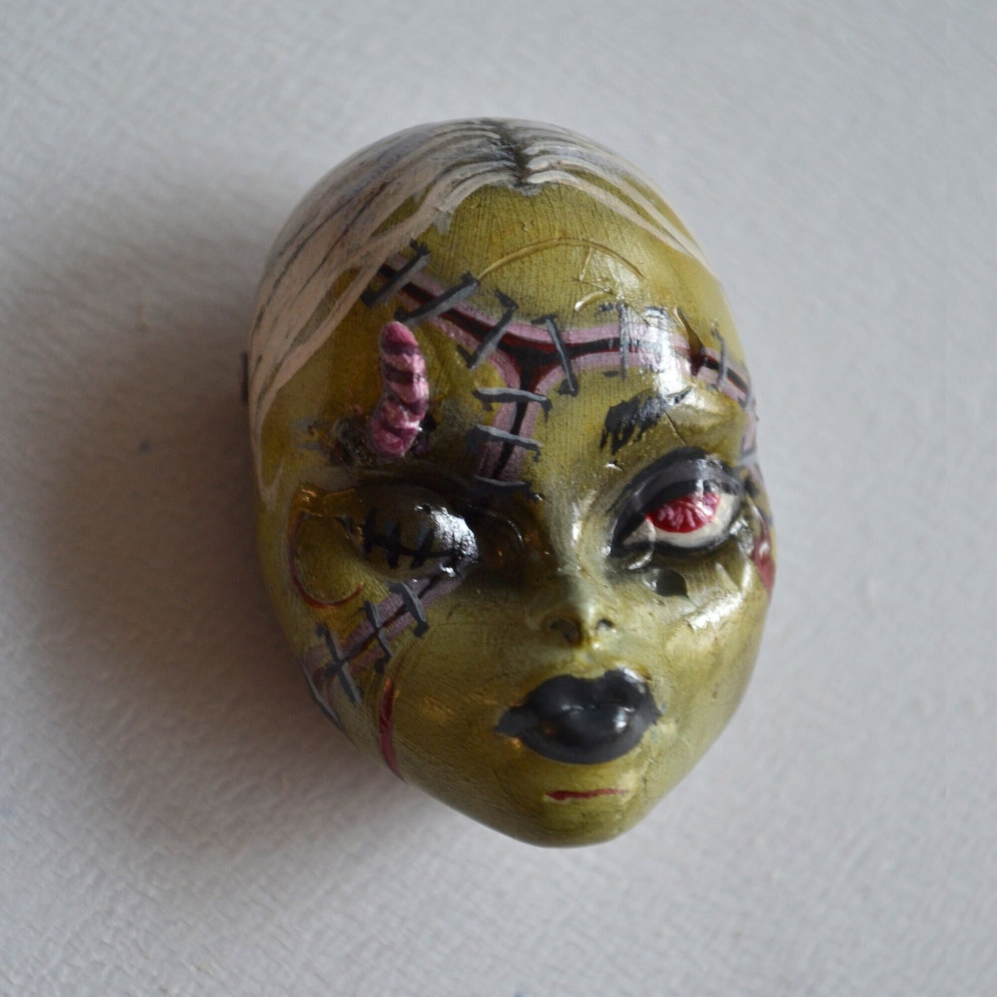 Decay brooch | Handmade pin featuring frankenstein zombie horror inspired character (MADE TO ORDER)