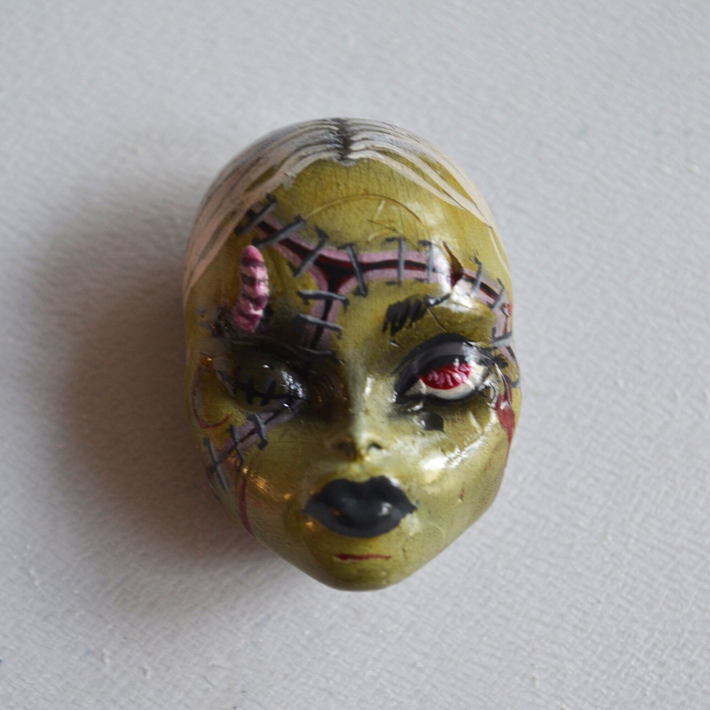 Decay brooch | Handmade pin featuring frankenstein zombie horror inspired character (MADE TO ORDER)