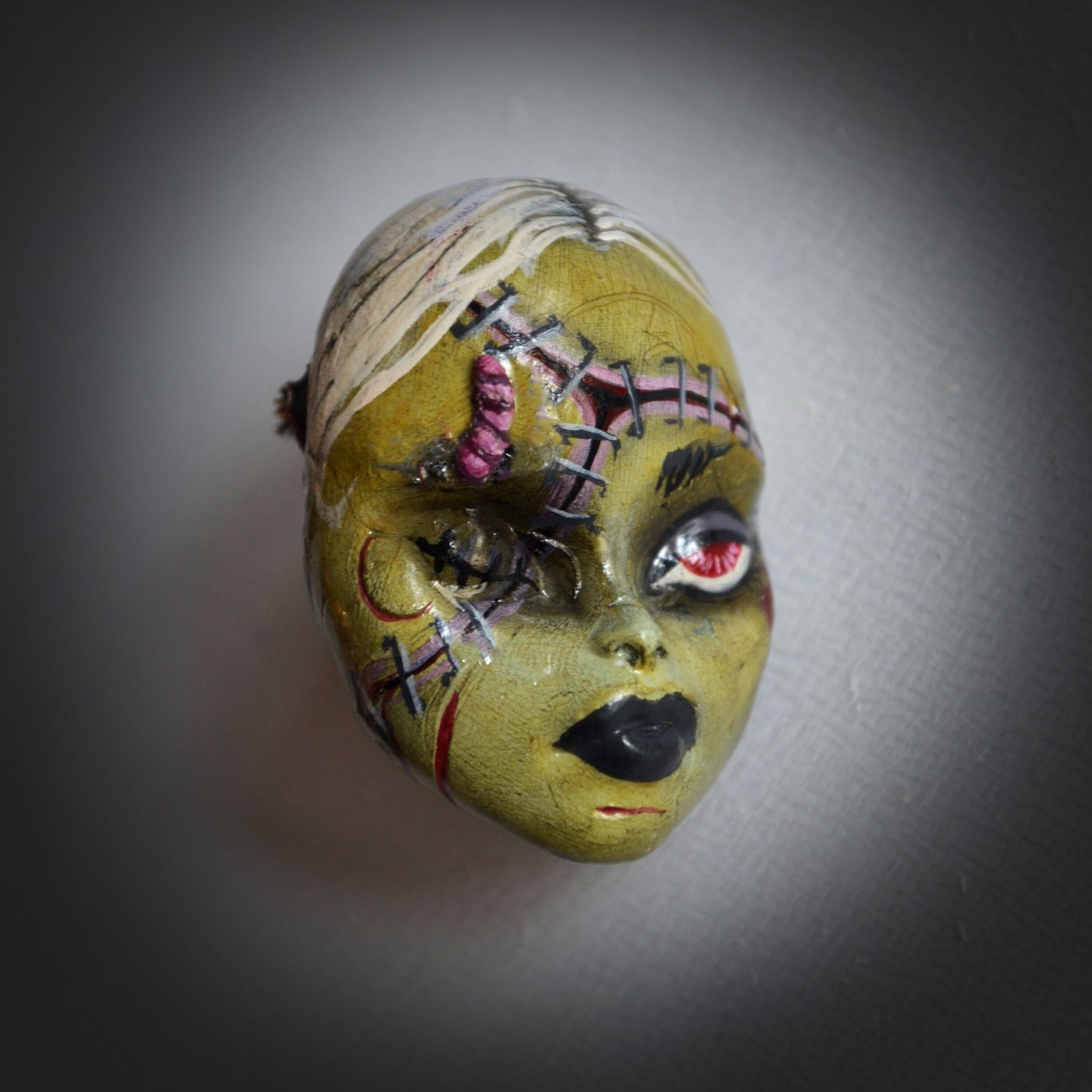 Decay brooch | Handmade pin featuring frankenstein zombie horror inspired character (MADE TO ORDER)
