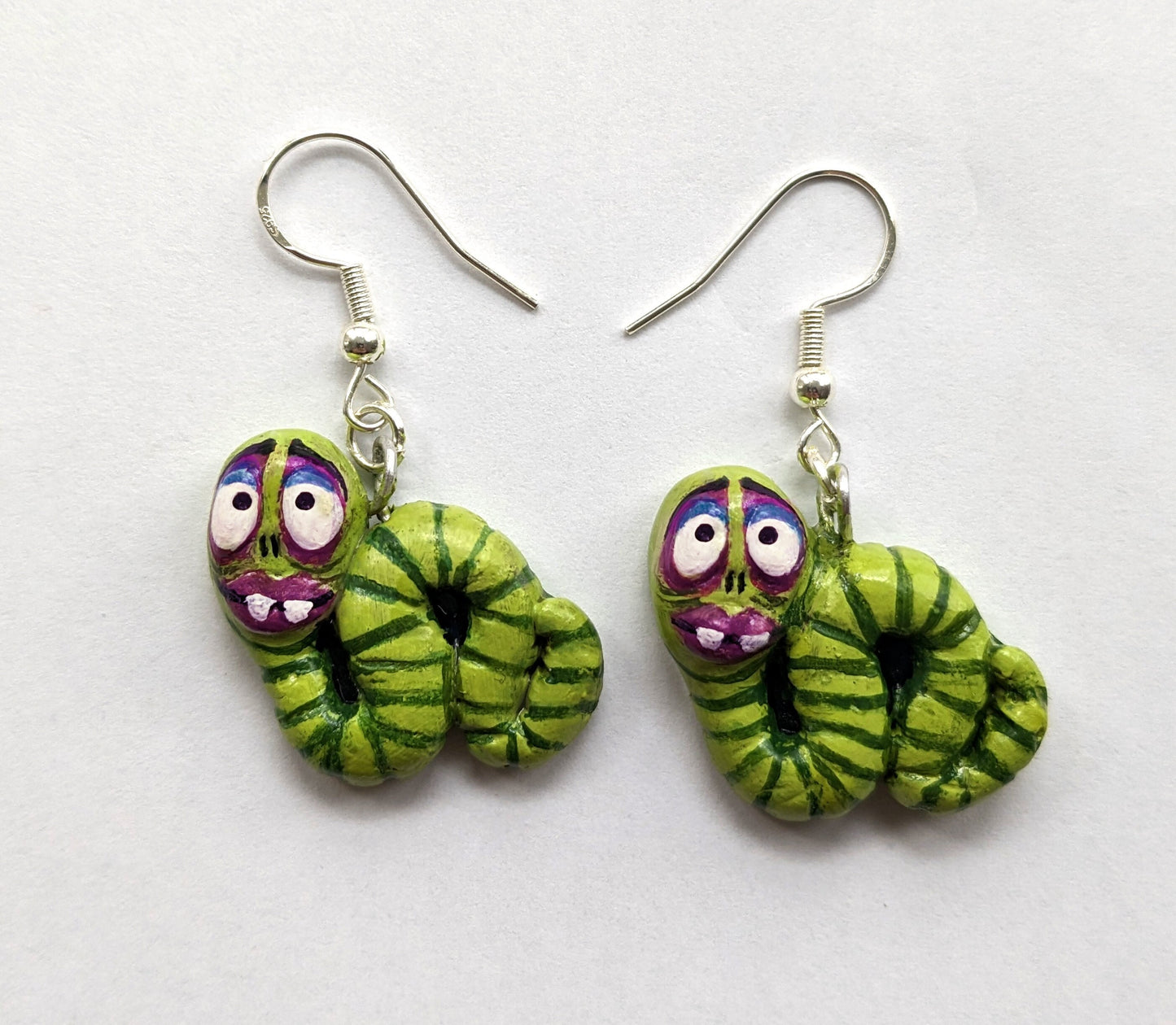 Maggot brooch or earrings | Handmade clay jewellery inspired by movie in creepy style | christmas gift for tim burton fan (MADE TO ORDER)