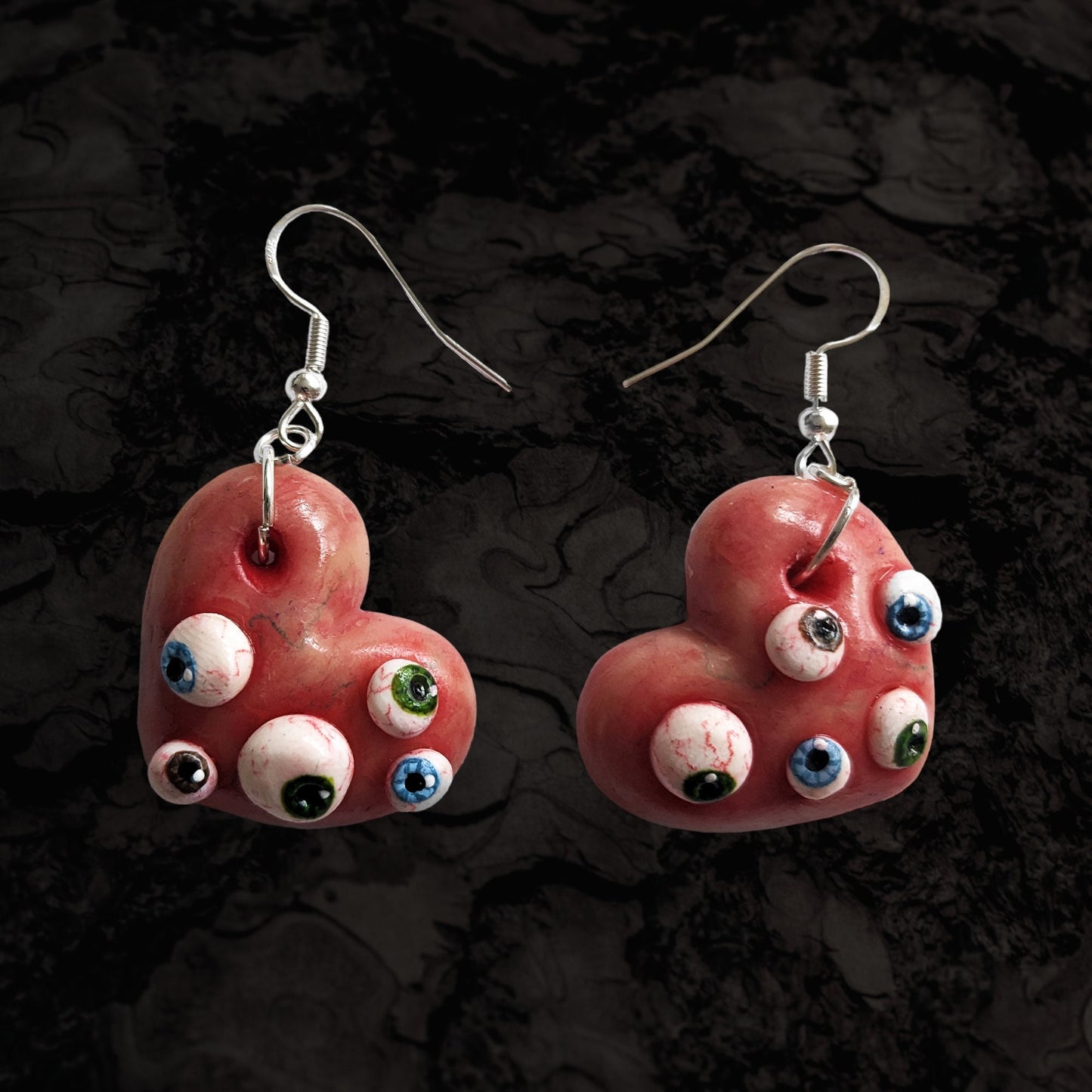 All-seeing heart earrings (pale flesh) | Handmade jewellery in creepy halloween style - multiple colours (MADE TO ORDER)
