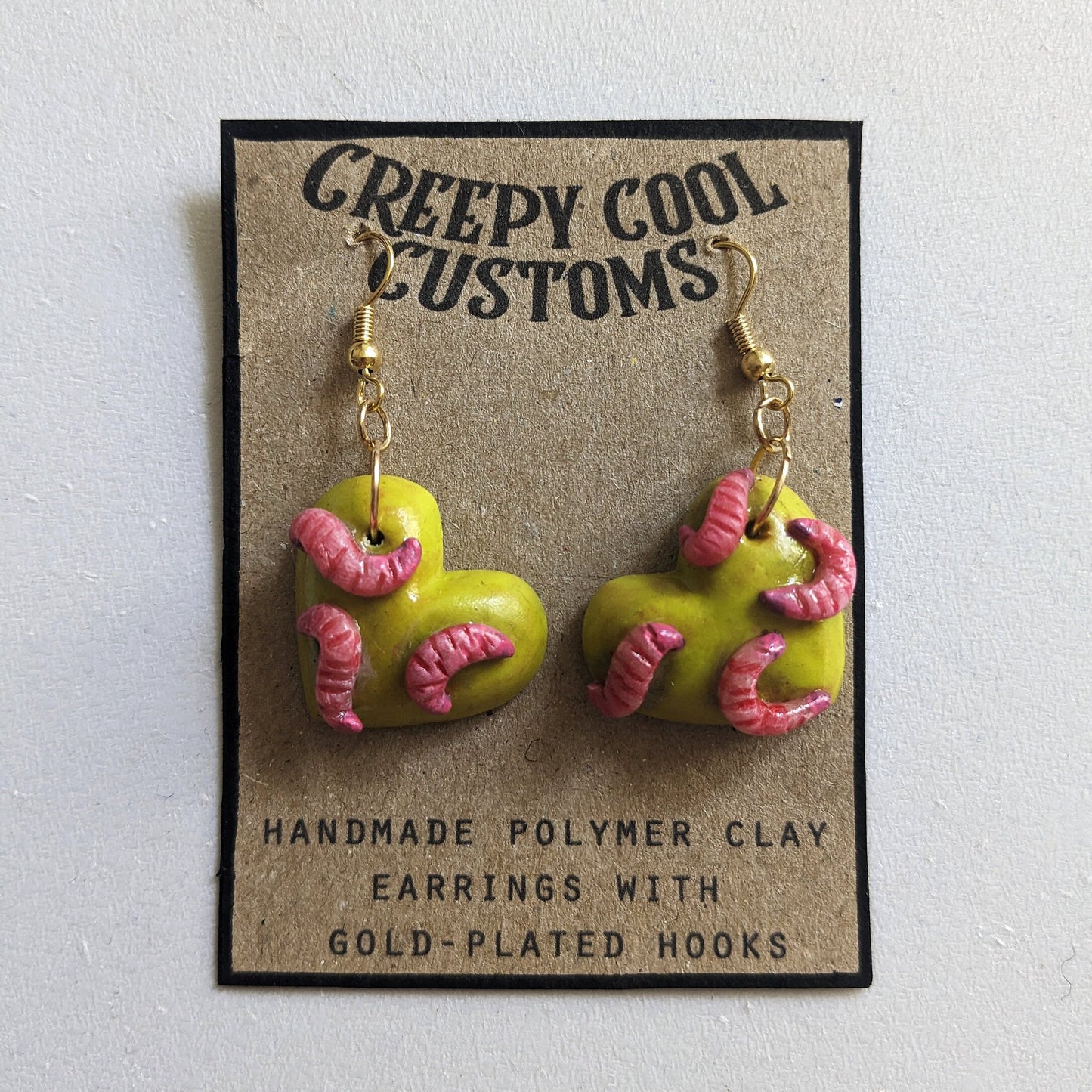 Heart of Maggots earrings (black) | Handmade jewellery in creepy halloween style - multiple colours (MADE TO ORDER)