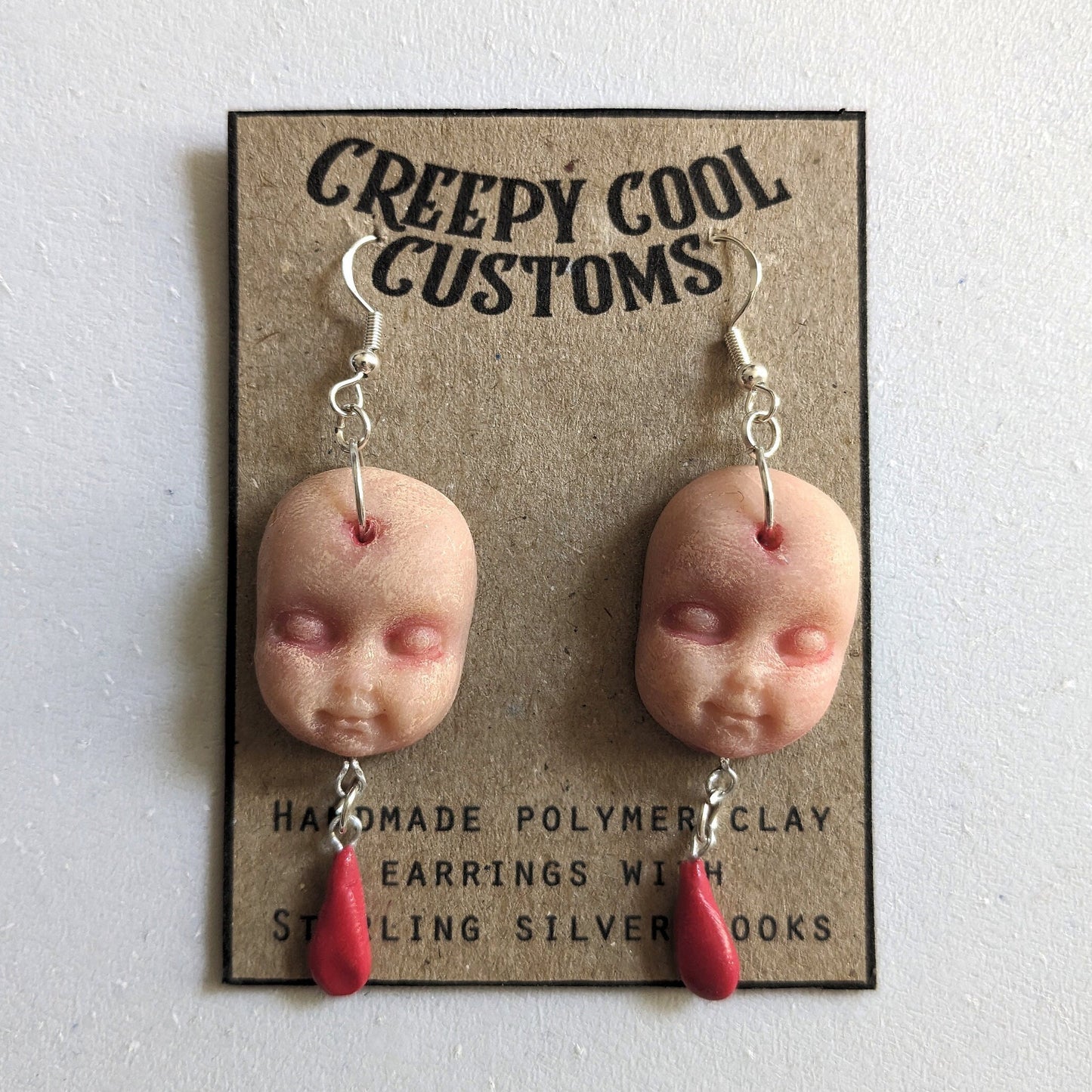 Baby-face earrings: Poison and Stone | Handmade jewellery in creepy halloween style - multiple colours (MADE TO ORDER)