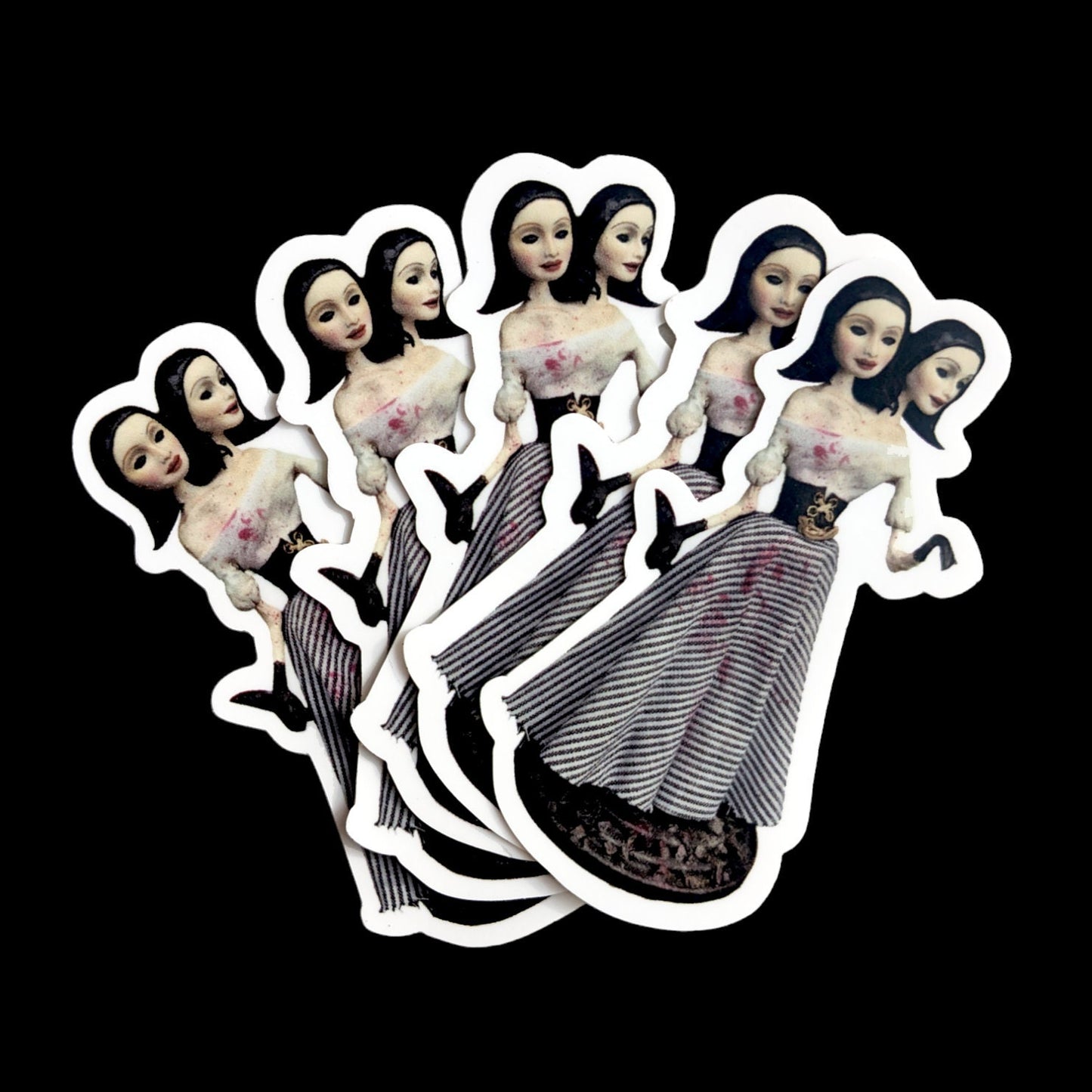 Folie à Deux | sticker - original character photo artwork of murderous twins art piece | macabre horror decal