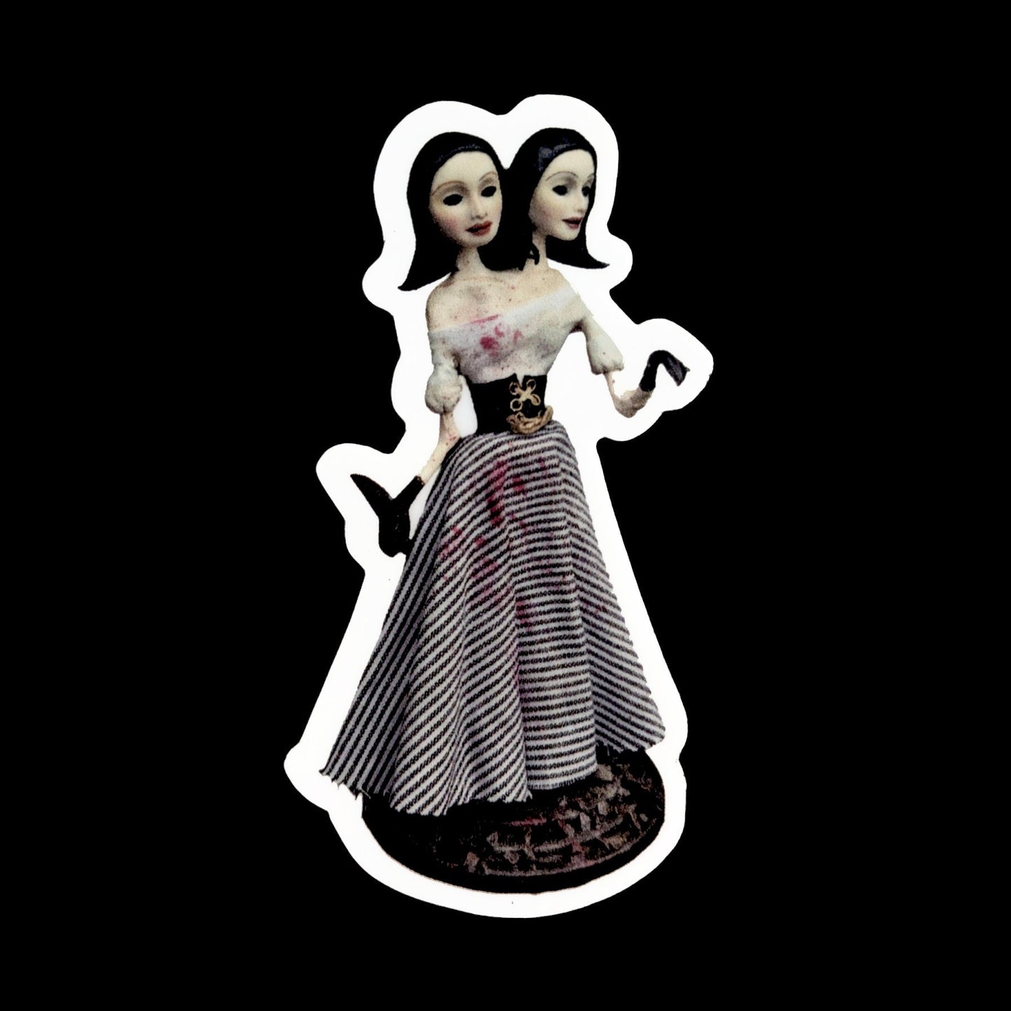 Folie à Deux | sticker - original character photo artwork of murderous twins art piece | macabre horror decal