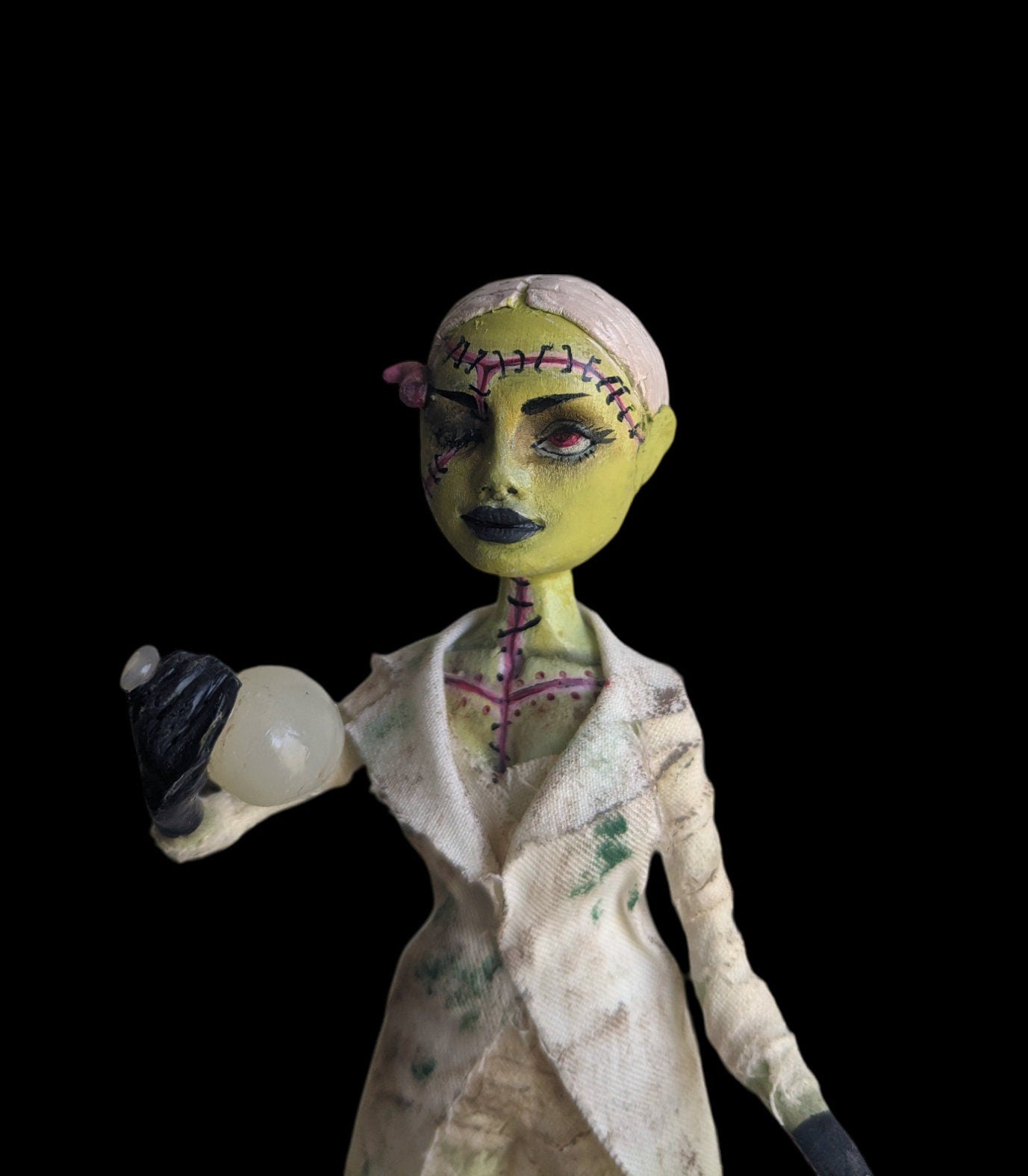 Handmade clay horror sculpture with diorama scene | 'Decay in the Lab' | christmas xmas gift for halloween / thriller / horror fan