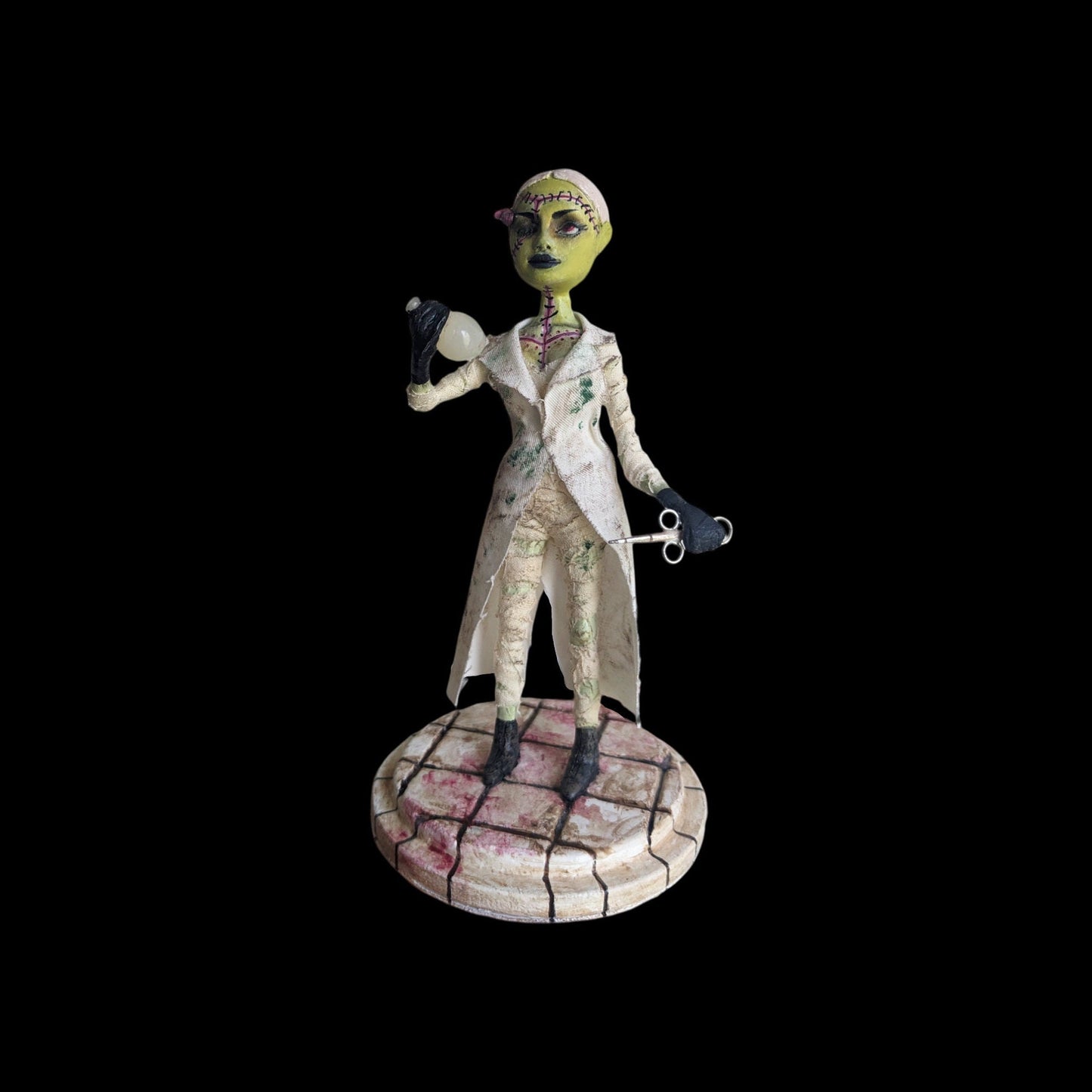 Handmade clay horror sculpture with diorama scene | 'Decay in the Lab' | christmas xmas gift for halloween / thriller / horror fan
