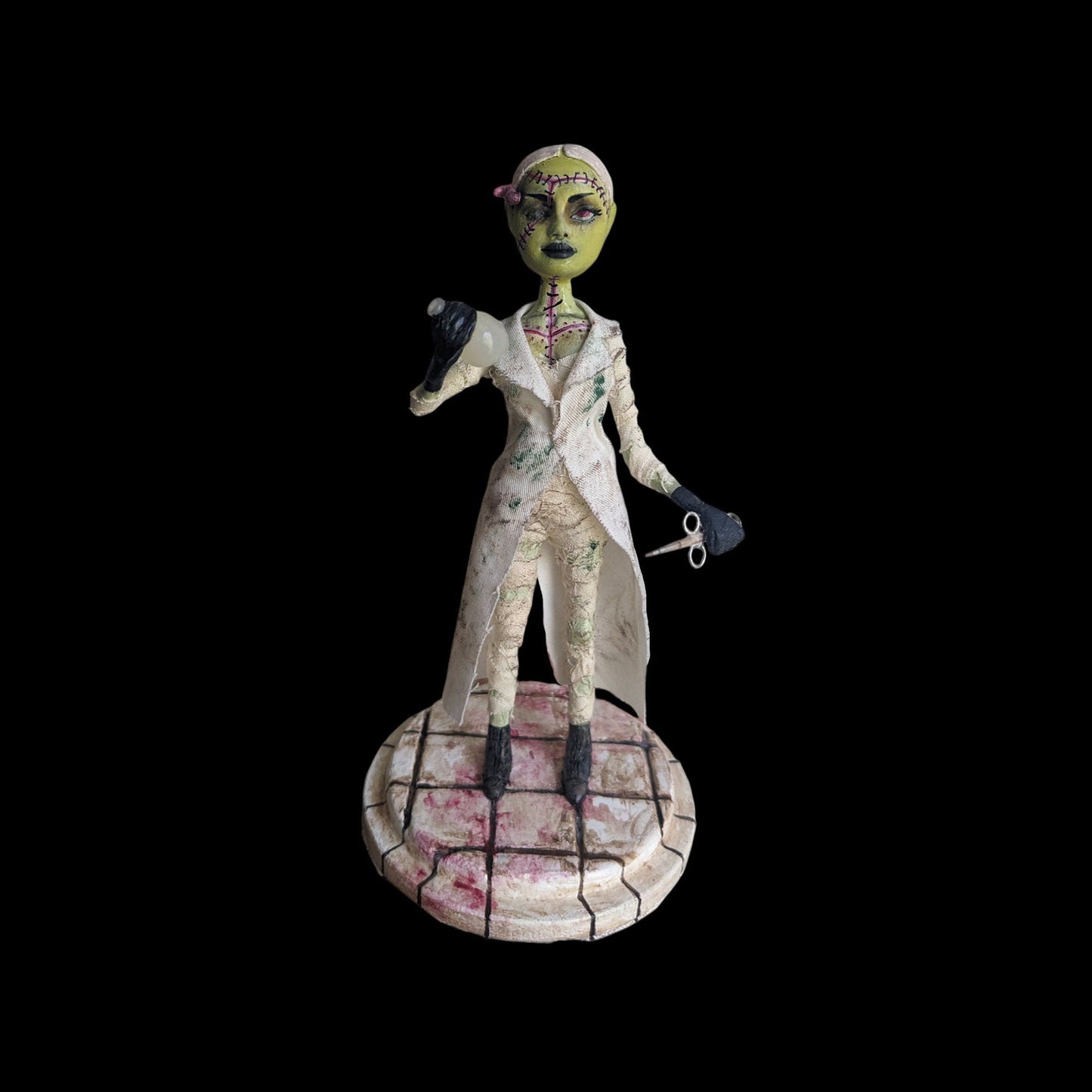 Handmade clay horror sculpture with diorama scene | 'Decay in the Lab' | christmas xmas gift for halloween / thriller / horror fan