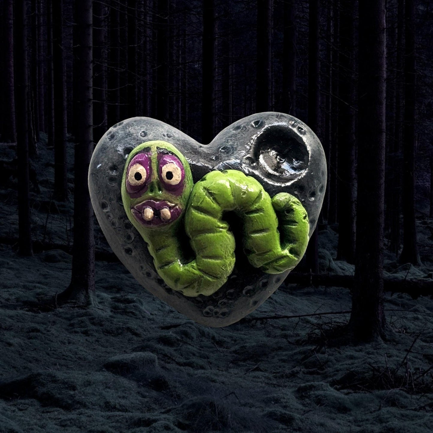 Maggot brooch or earrings | Handmade clay jewellery inspired by movie in creepy style | christmas gift for tim burton fan (MADE TO ORDER)