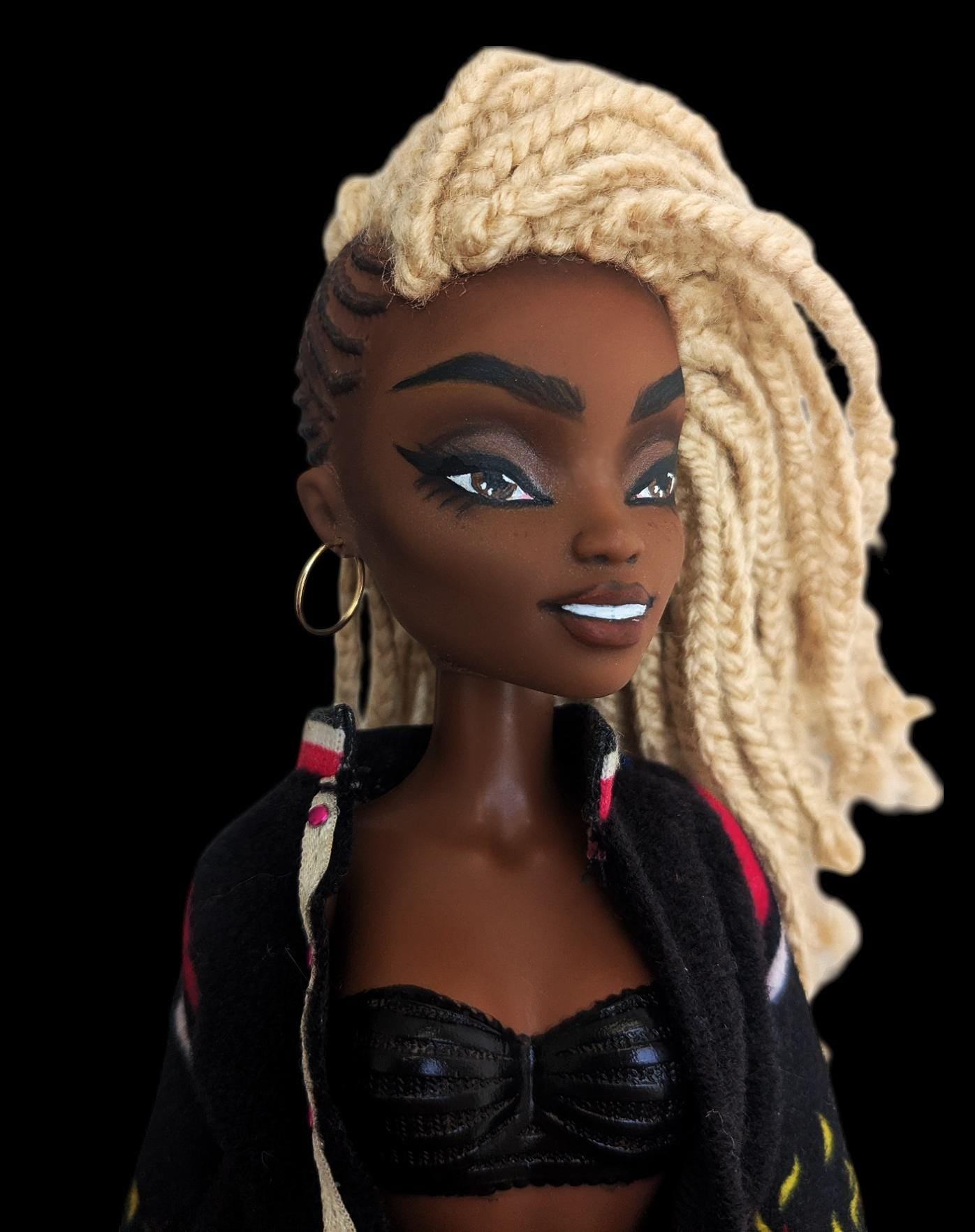 Serena | Handmade Art Doll with stylish Braids, Boho Chic Fashion, Unique Collectible Gift
