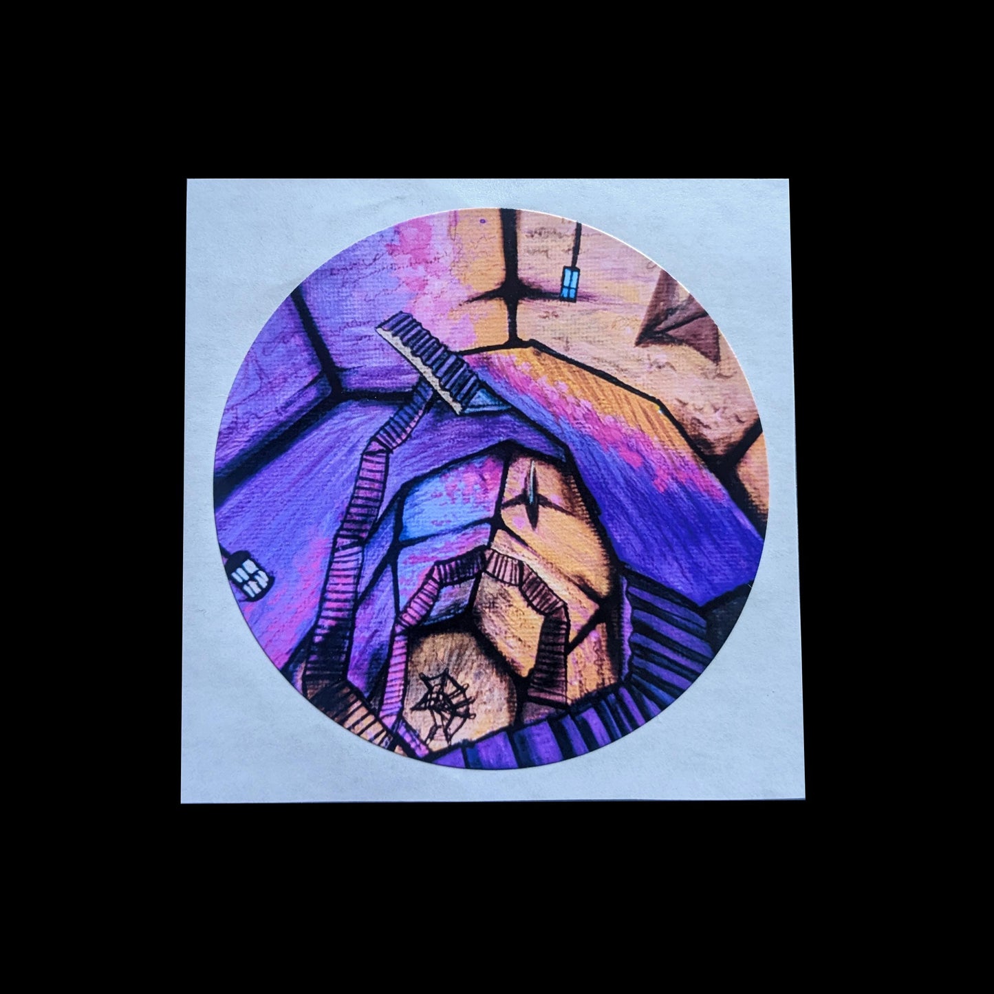 Pathologic art sticker - Polyhedron original painting inspired by video game | macabre horror decal