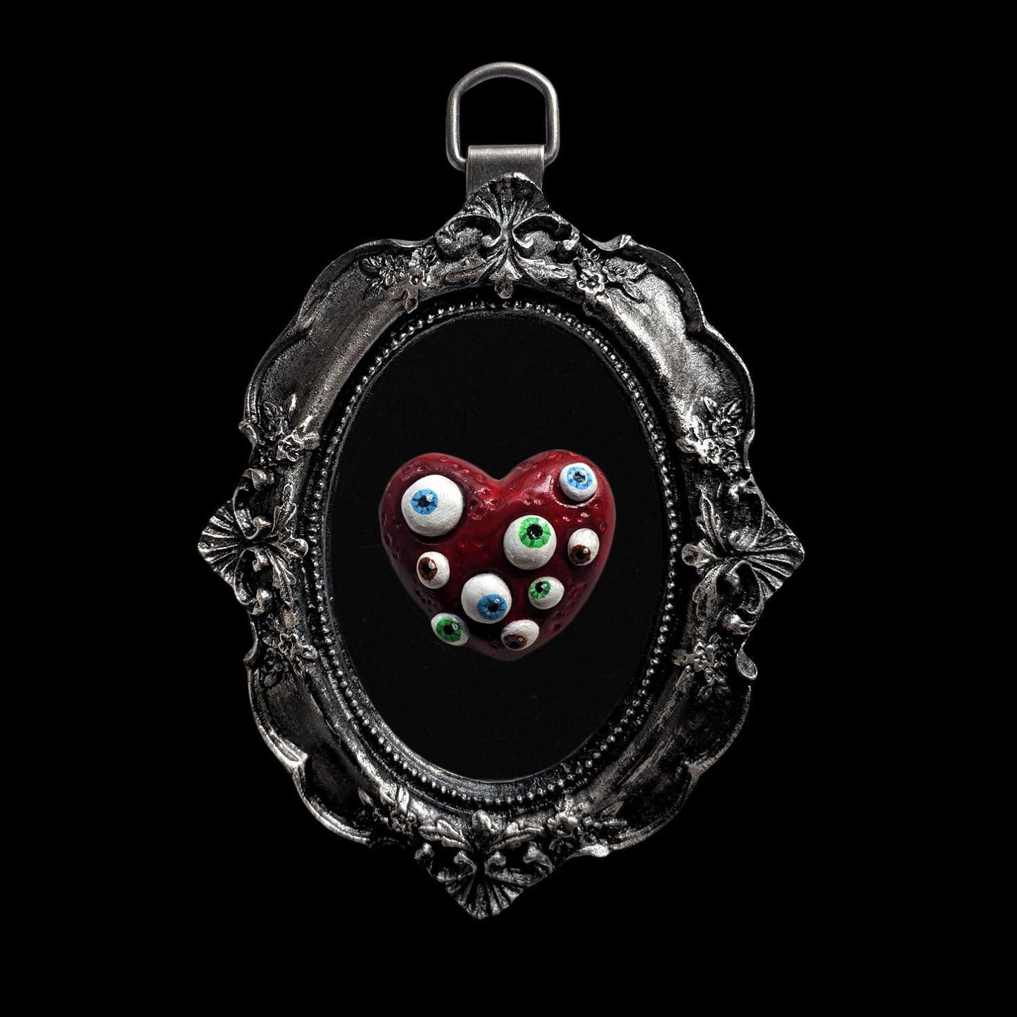 All-seeing Heart | Handmade wall-hanging in frame - creepy horror beserk inspired style (MADE TO ORDER)