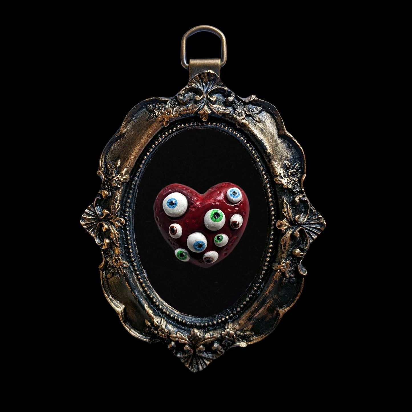 All-seeing Heart | Handmade wall-hanging in frame - creepy horror beserk inspired style (MADE TO ORDER)