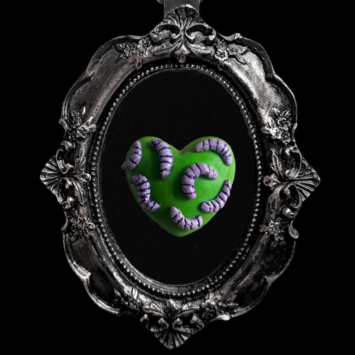 Heart of Maggots wall-hanging in frame - handmade horror piece in creepy frankenstein style - multiple colours (MADE TO ORDER)