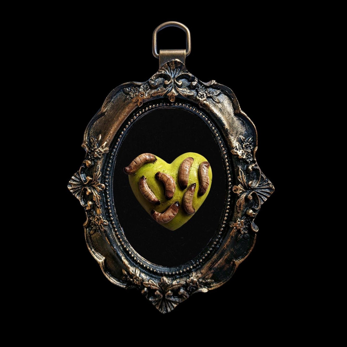 Heart of Maggots wall-hanging in frame - handmade horror piece in creepy frankenstein style - multiple colours (MADE TO ORDER)
