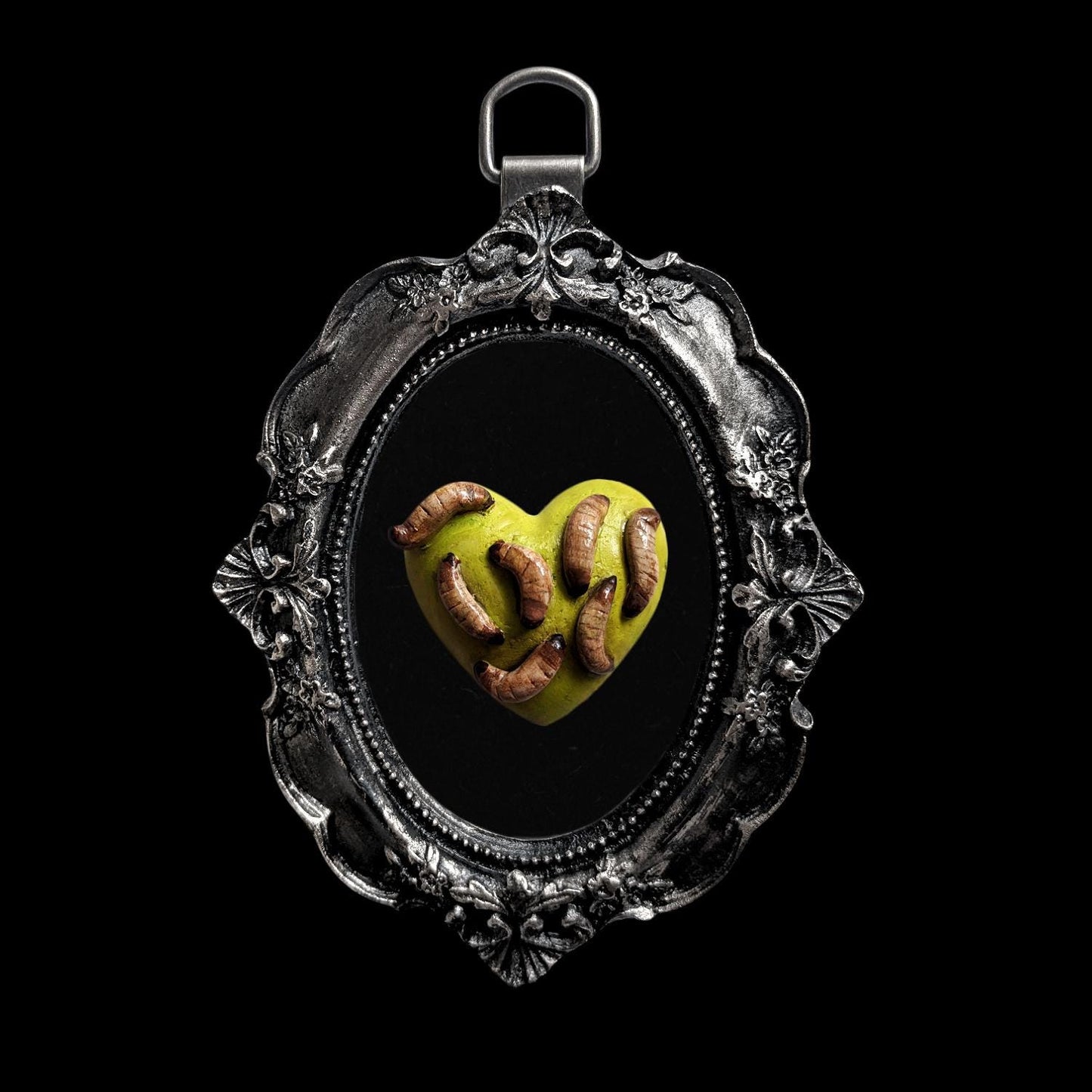 Heart of Maggots wall-hanging in frame - handmade horror piece in creepy frankenstein style - multiple colours (MADE TO ORDER)