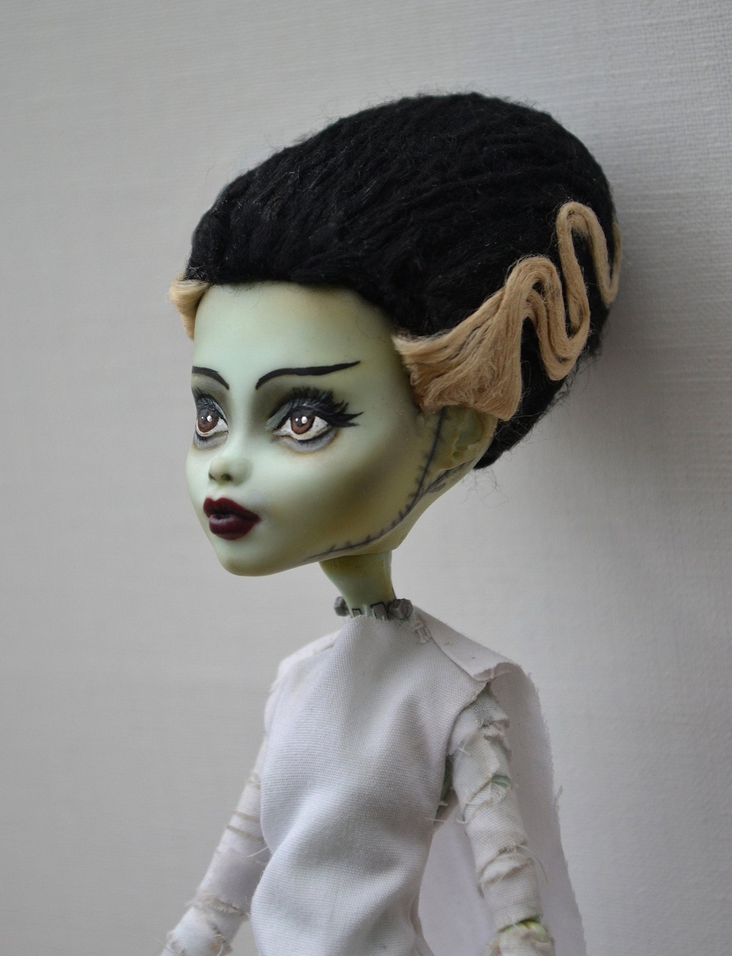 Bride of Frankenstein inspired art doll (ooak repaint) | MADE TO ORDER