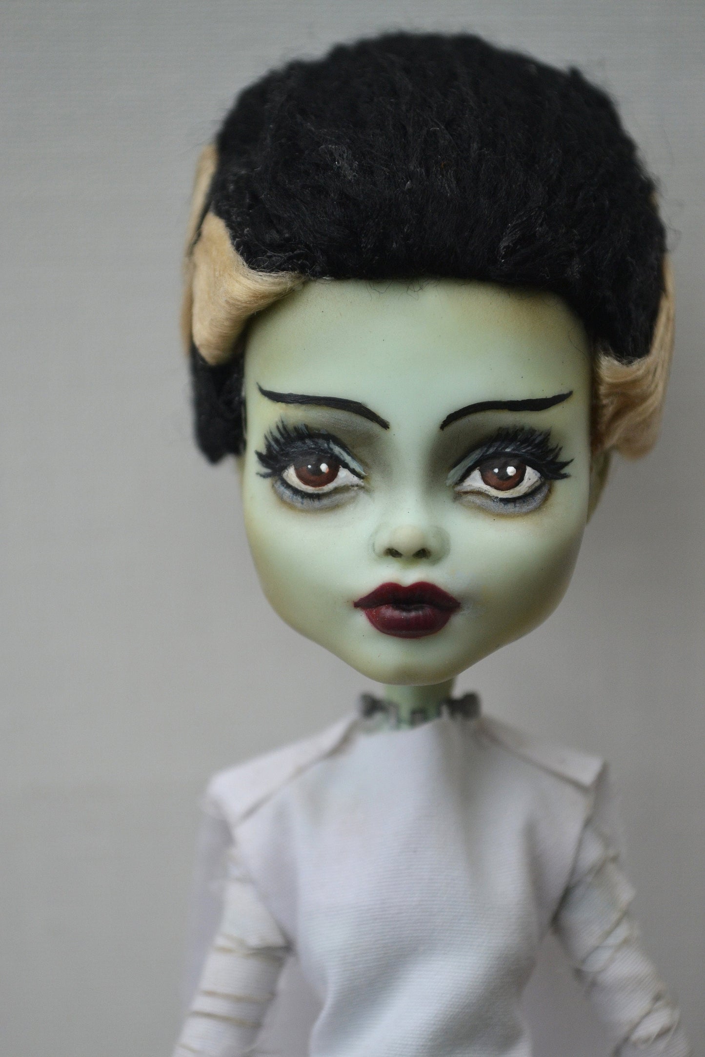 Bride of Frankenstein inspired art doll (ooak repaint) | MADE TO ORDER