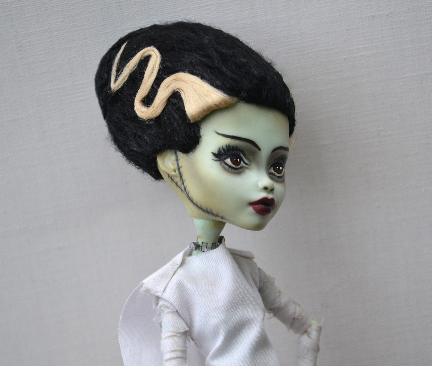 Bride of Frankenstein inspired art doll (ooak repaint) | MADE TO ORDER