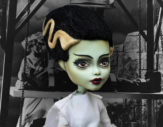 Bride of Frankenstein inspired art doll (ooak repaint) | MADE TO ORDER