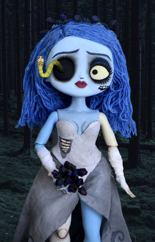 Emily | Art doll inspired by movie | gift for tim burton fan - customised ooak curvy chibi doll (READY TO SHIP)