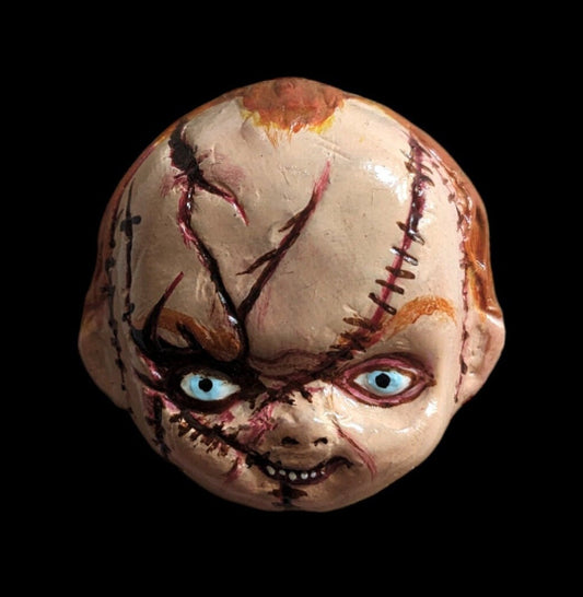 Chucky | Handmade clay brooch pin inspired by movie character - horror themed jewellery | christmas gift for horror fan (MADE TO ORDER)