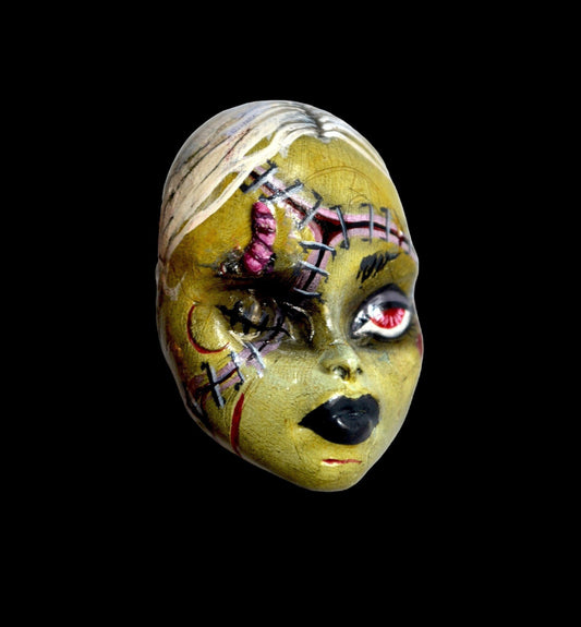 Decay brooch | Handmade pin featuring frankenstein zombie horror inspired character (MADE TO ORDER)