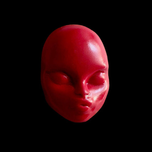 Rage brooch | Handmade red doll face pin (MADE TO ORDER)