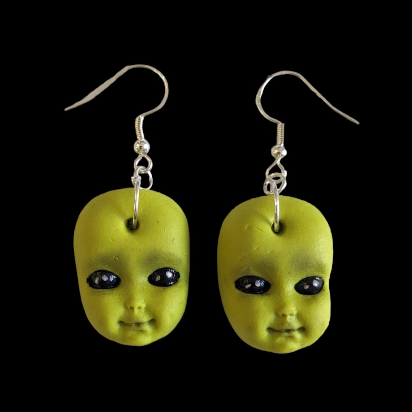 Baby-face earrings (Green) | Handmade jewellery in creepy halloween style