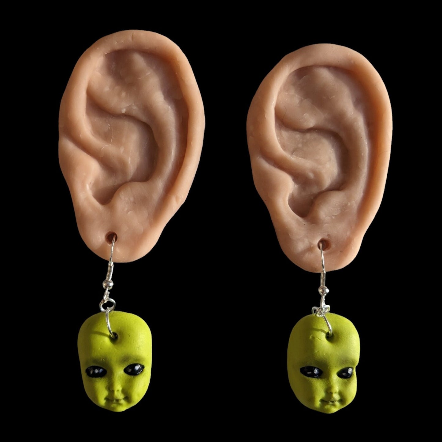 Baby-face earrings (Green) | Handmade jewellery in creepy halloween style