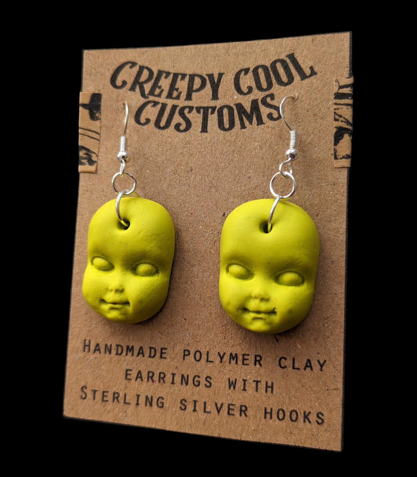 Baby-face earrings (Green) | Handmade jewellery in creepy halloween style