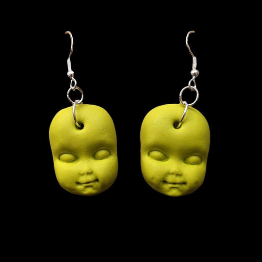 Baby-face earrings (Green) | Handmade jewellery in creepy halloween style