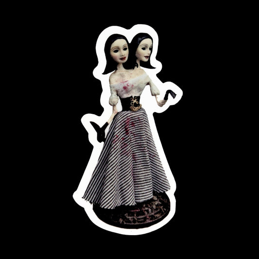 Folie à Deux | sticker - original character photo artwork of murderous twins art piece | macabre horror decal
