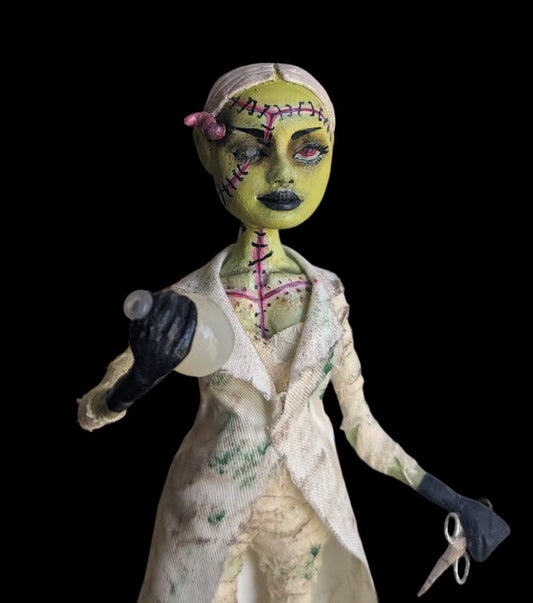 Handmade clay horror sculpture with diorama scene | 'Decay in the Lab' | christmas xmas gift for halloween / thriller / horror fan