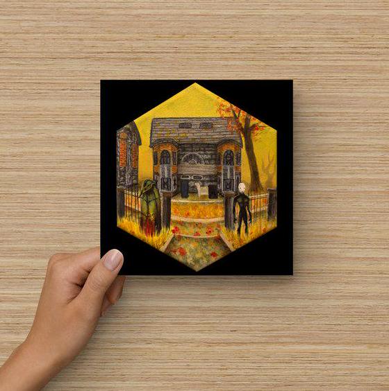 The Polyhedron painting - photo print of Pathologic classic HD inspired hexagon painting (for gamer wall decor and gothic home decoration)