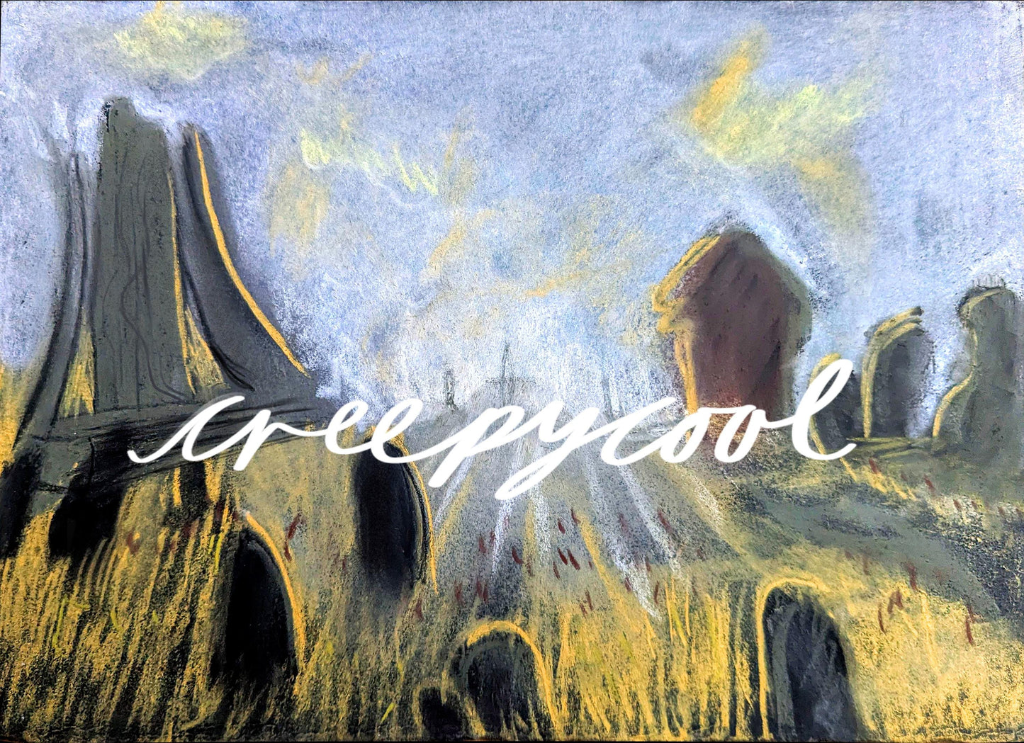 Out In The Steppe - Pathologic pastel drawing print | classic HD inspired chalk drawing (for gamer wall decor and gothic home decoration)
