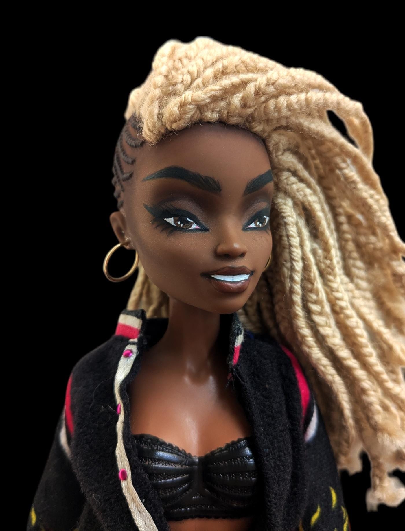 Serena | Handmade Art Doll with stylish Braids, Boho Chic Fashion, Unique Collectible Gift