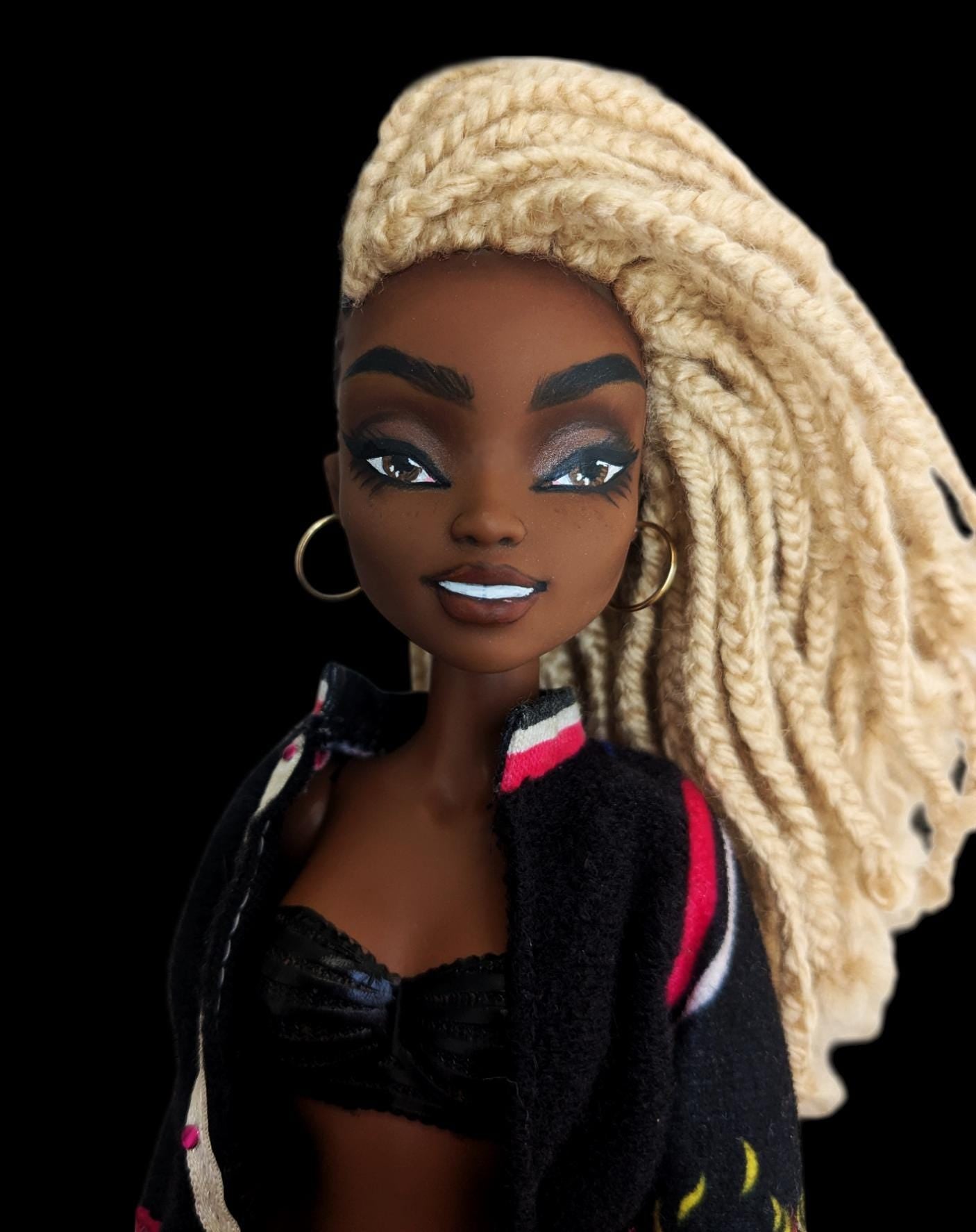 Serena | Handmade Art Doll with stylish Braids, Boho Chic Fashion, Unique Collectible Gift