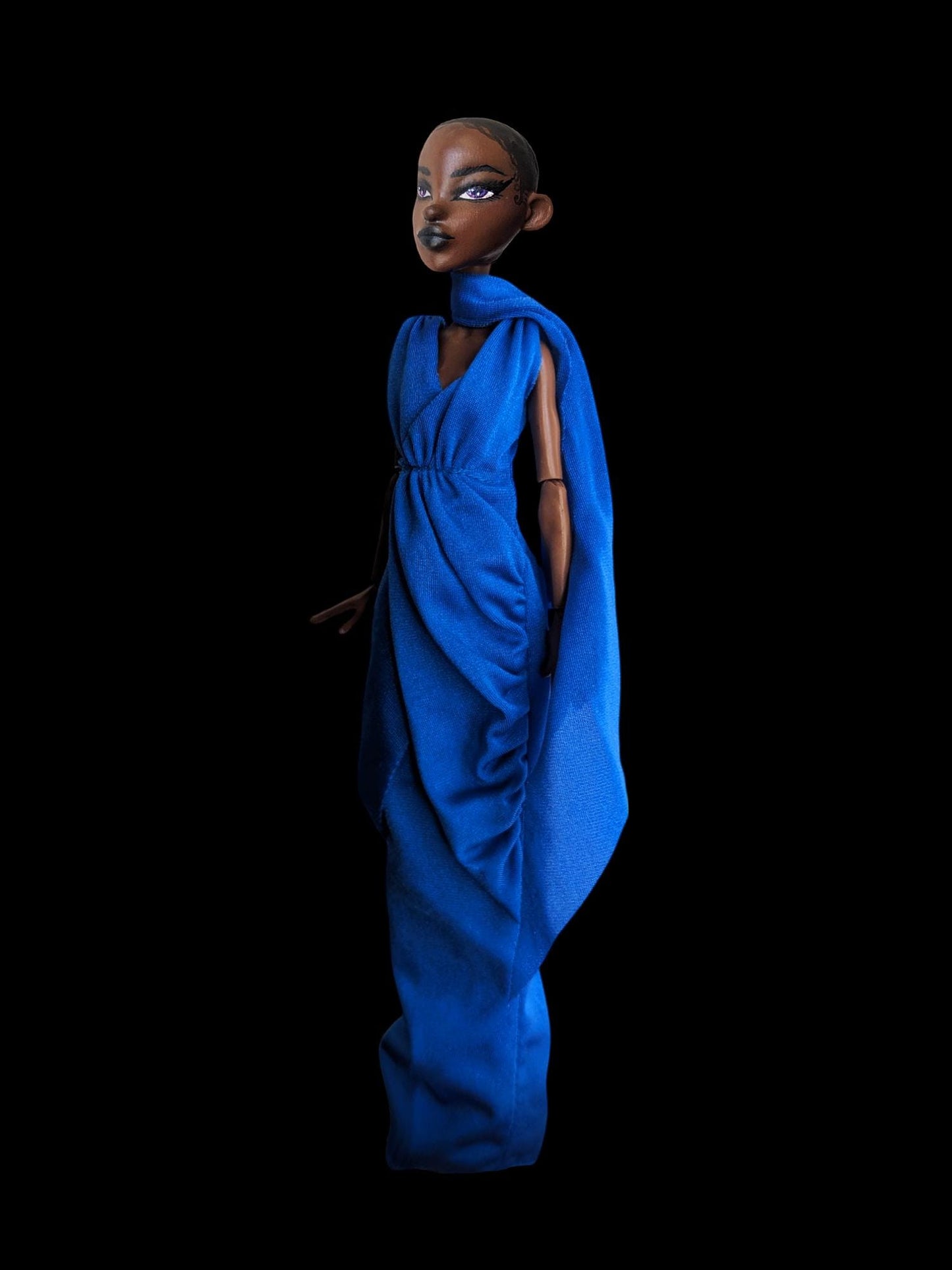 Elegant witch art doll - handpainted OOAK high priestess doll with articulated body and shaved hair