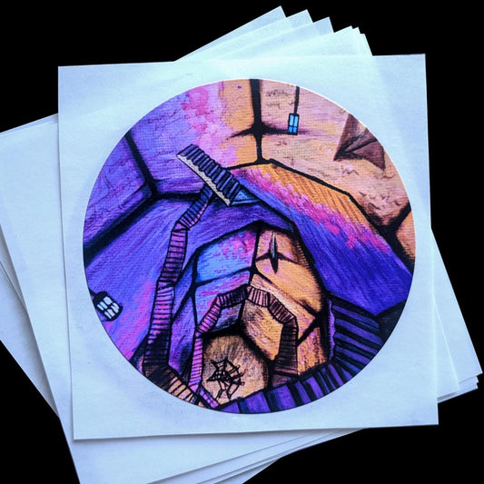 Pathologic art sticker - Polyhedron original painting inspired by video game | macabre horror decal