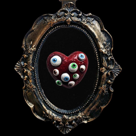 All-seeing Heart | Handmade wall-hanging in frame - creepy horror beserk inspired style (MADE TO ORDER)