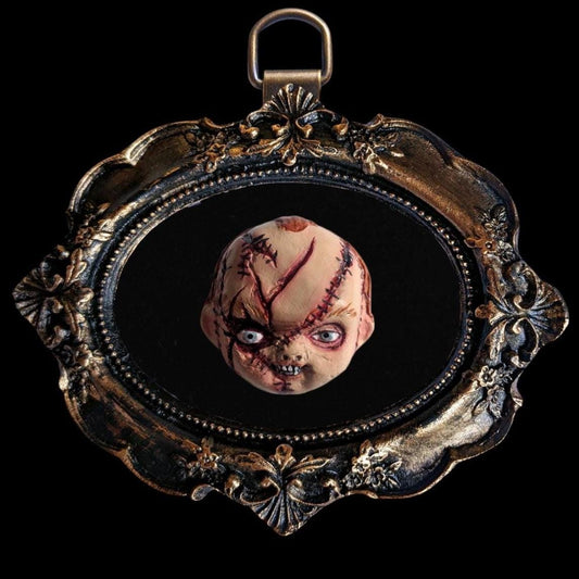 Chucky | Handmade wall-hanging in frame inspired by movie character - horror themed jewellery as gift for horror fan (MADE TO ORDER)